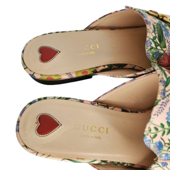 Gucci Floral Canvas Princetown Horsebit Mules Loafers - Picture 7 of 10